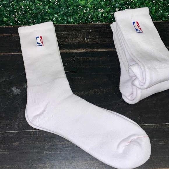 (3) Pairs NBA Logoman Crew Socks - White - Large - Picture 2 of 3